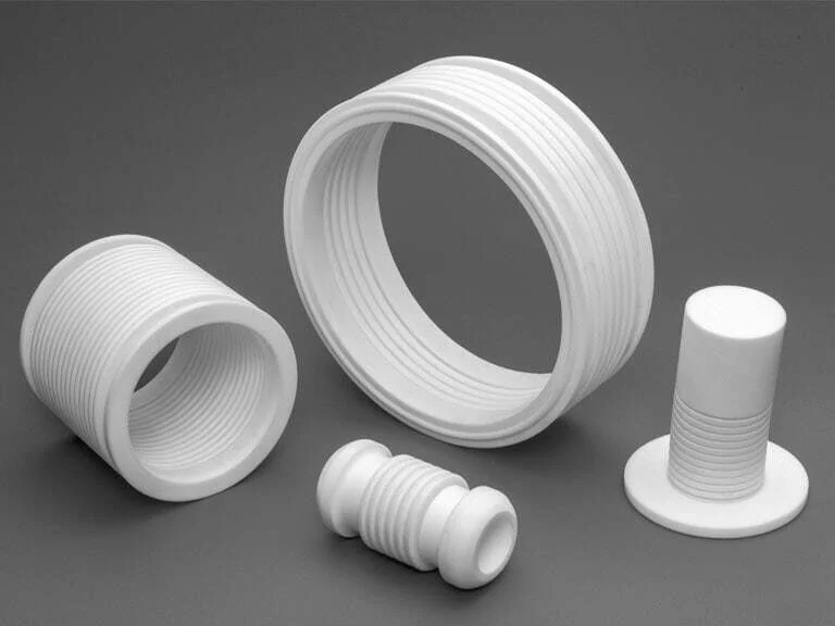 Precision CNC Machined White PTFE Teflon Seals and Threaded Parts