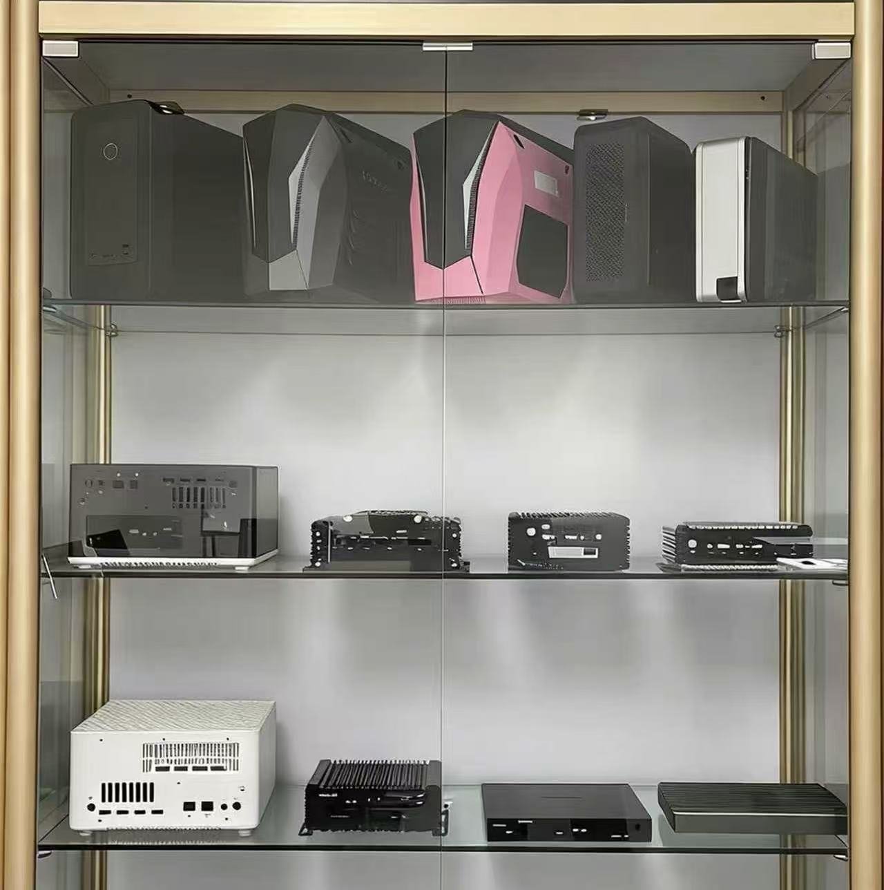 Finished custom aluminum computer case enclosure after machining and surface finishing
