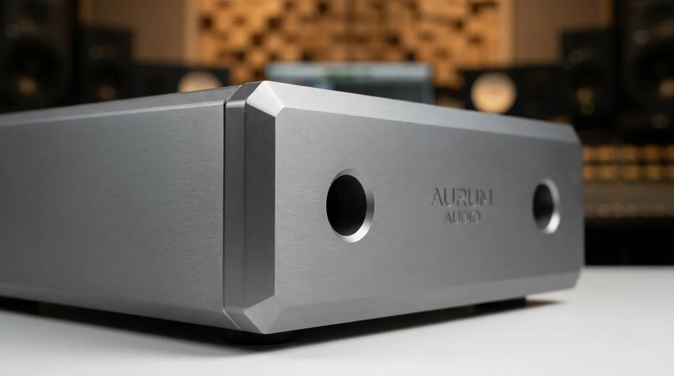 Custom CNC machined aluminum audio enclosure for a premium amplifier chassis