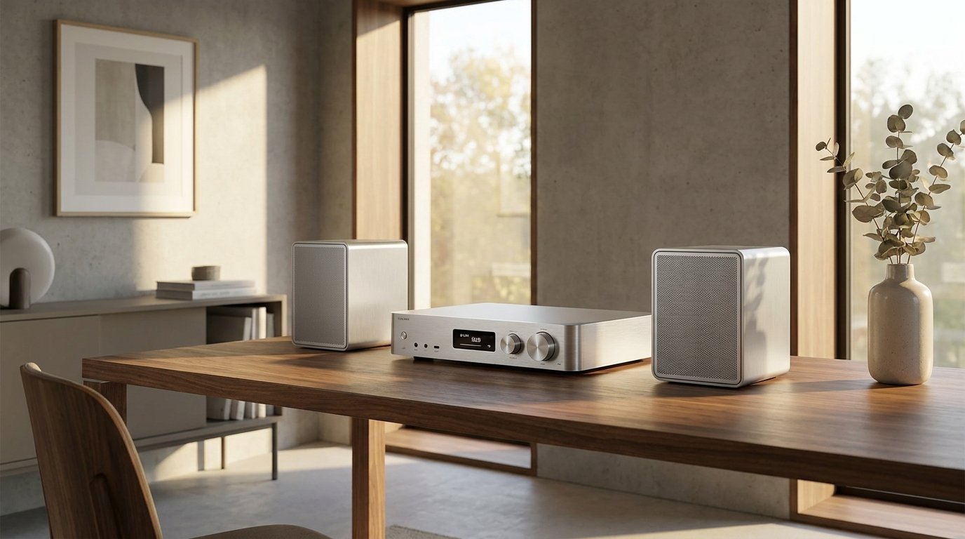 Desktop hi-fi system using a clean CNC aluminum enclosure design
