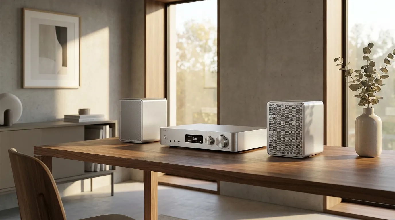 Desktop hi-fi system using a clean CNC aluminum enclosure design