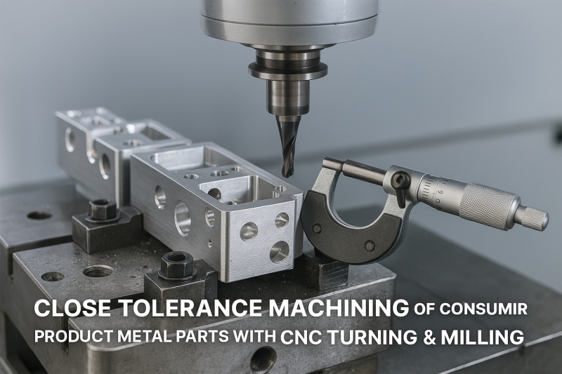 Close tolerance machining of consumer product metal parts with CNC milling and turning