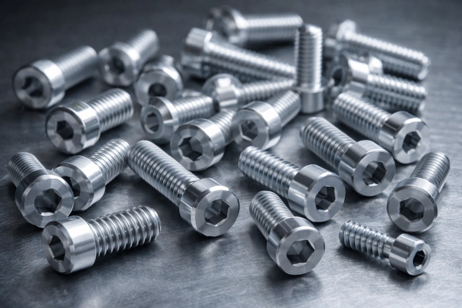 precision aluminum machine screws CNC machined fasteners with hex socket heads