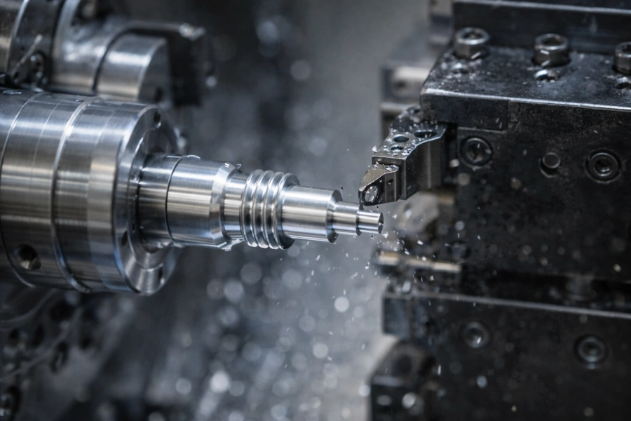 precision aluminum swiss screw machined parts produced on Swiss CNC lathe