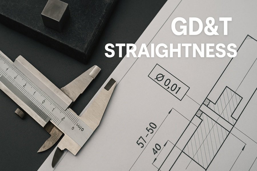 CNC machining geometric tolerance straightness measurement Engineer checking geometric tolerance straightness using GD&T tools and digital caliper