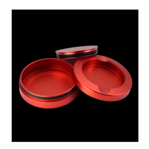 CNC machined red anodized metal snuff can with airtight thread design