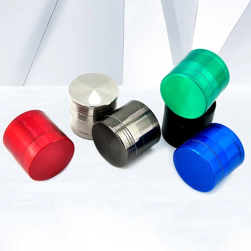 Custom tobacco grinder color options in red blue green black and silver