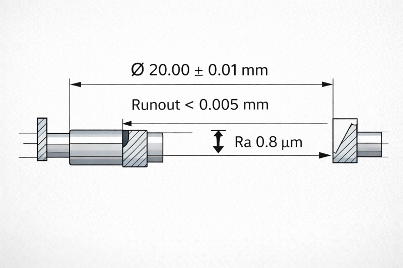 Motor shaft tolerance, runout control, and surface finish requirements for precision motors
