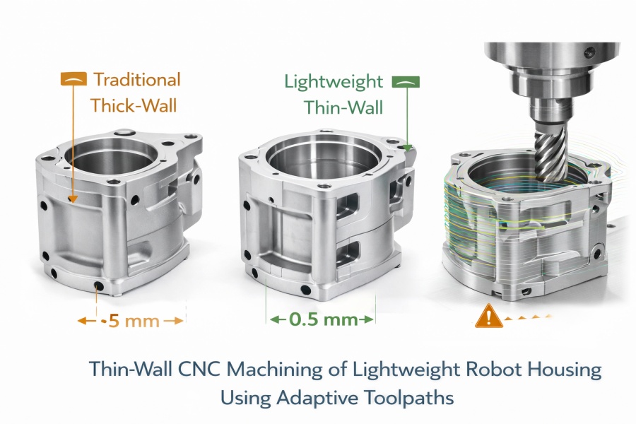 Thin-wall CNC machining of lightweight robot housing using adaptive toolpaths