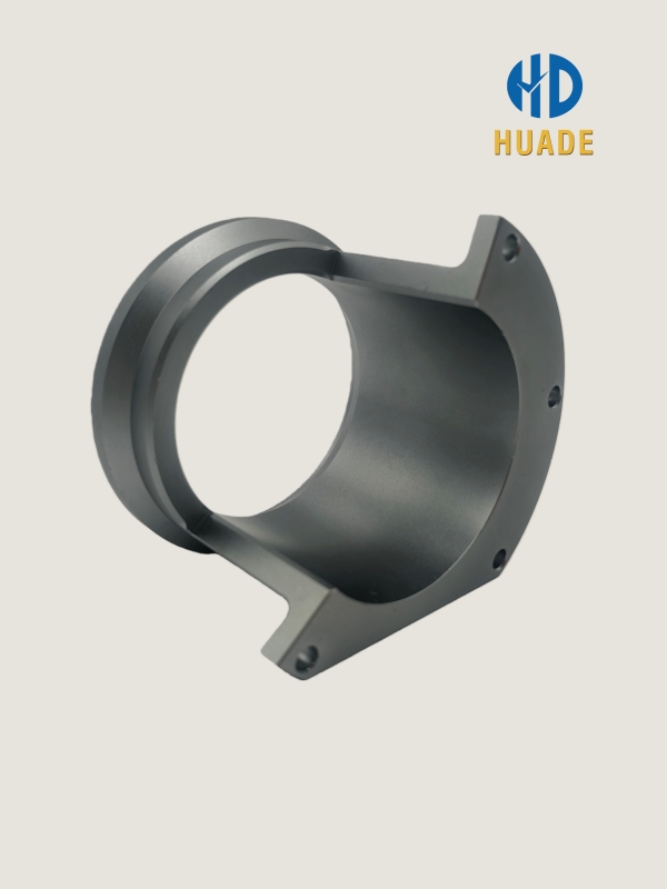 Precision CNC machined aluminum clamping ring or mounting collar with mounting holes and stepped design