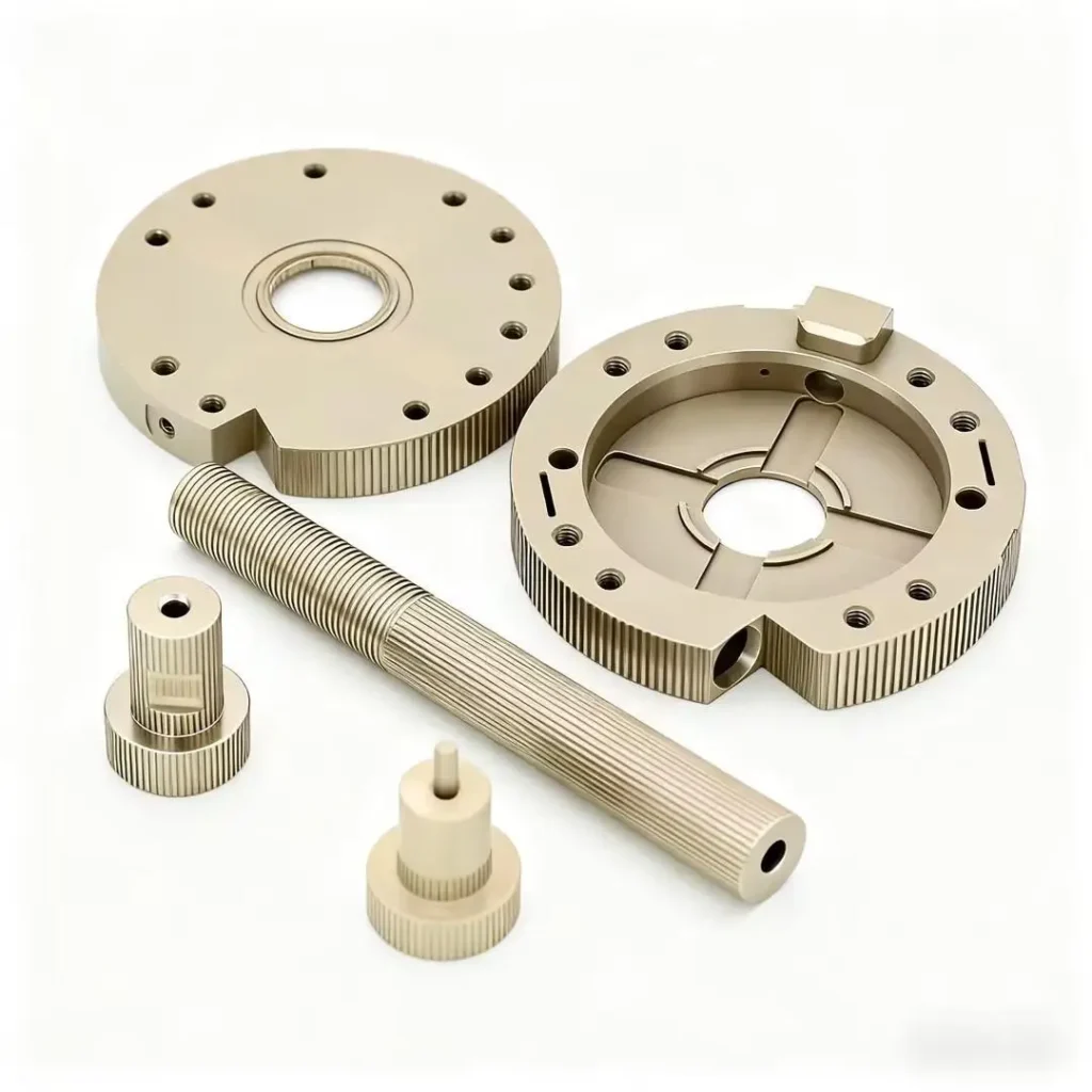 Aerospace precision machining services — high-precision CNC machined disc assemblies and shafts for instrumentation