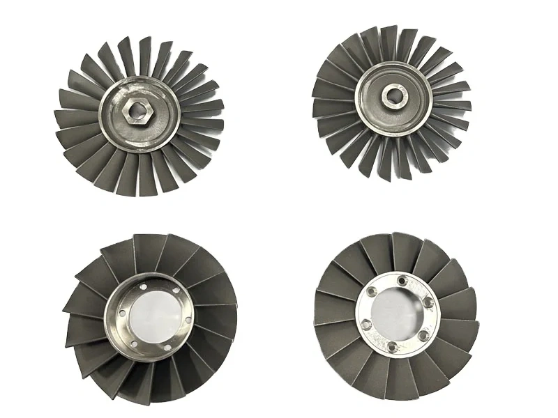 Aerospace CNC machining — precision machined titanium turbine fan blades and rotor assemblies for aerospace propulsion components